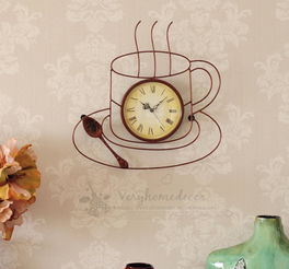 咖啡吧墙上装饰品创意时尚墙面挂钟餐厅壁挂铁艺简约